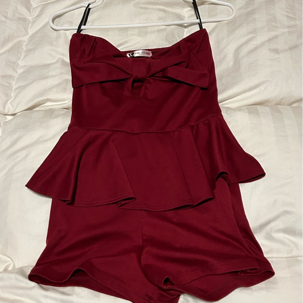 Body central red sleeveless romper